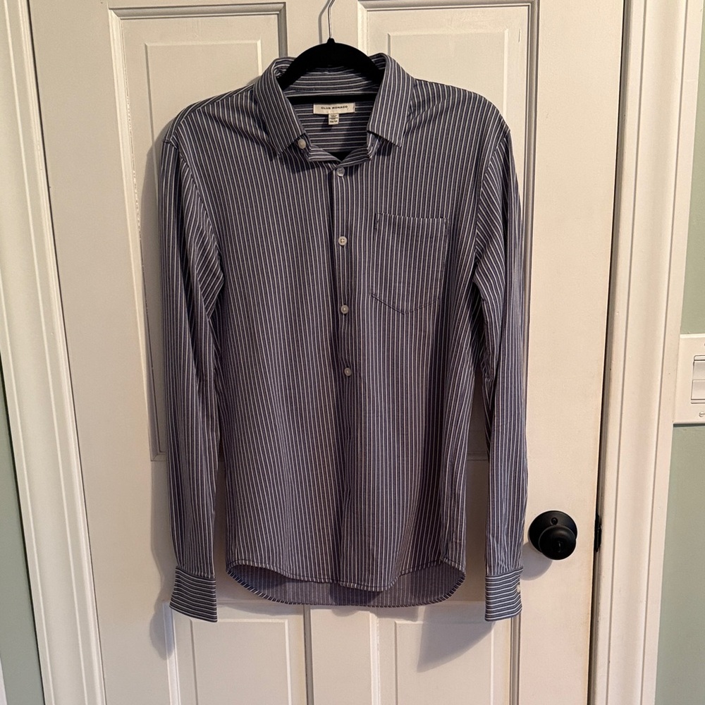 Club Monaco Men's Blue Striped Button Down Shirt